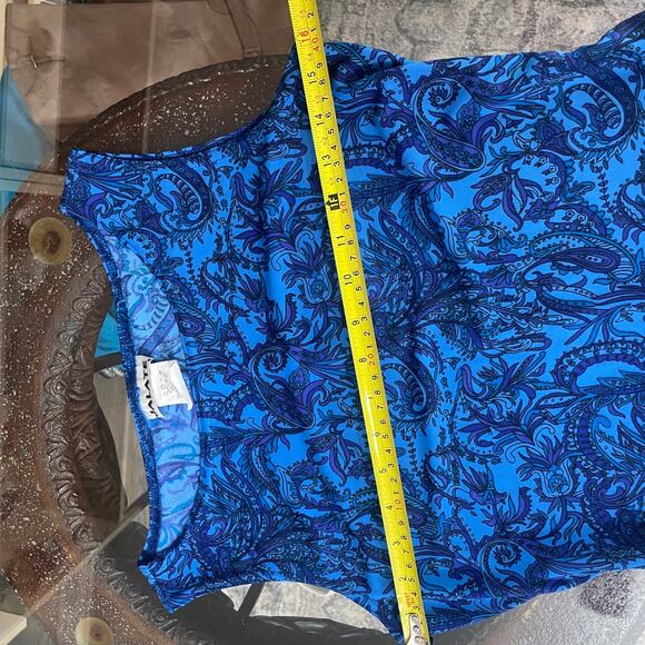 Vintage 90s Y2k Jalate Blue Paisley Mini Dress Ruched Waist Size Small - Picture 10 of 10